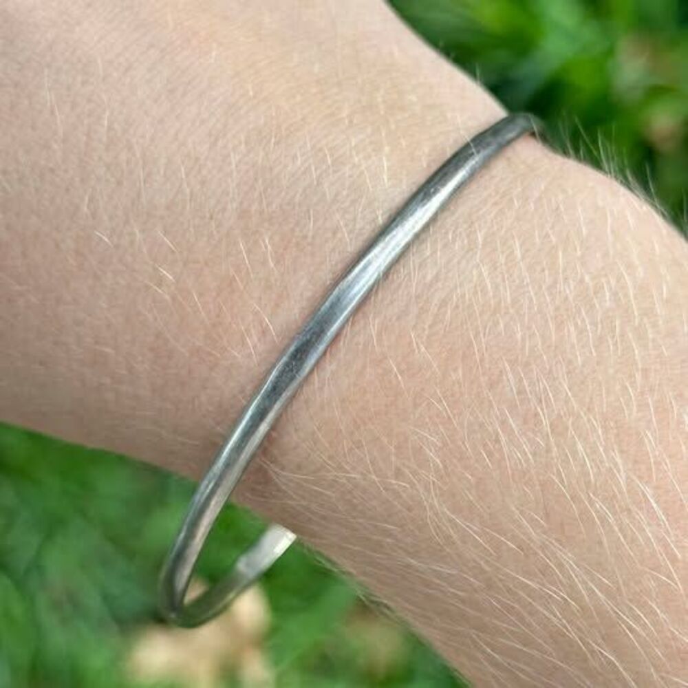 Vintage Sterling Silver 925 Bangle Bracelet Round Slip-On Stacking Minimalist